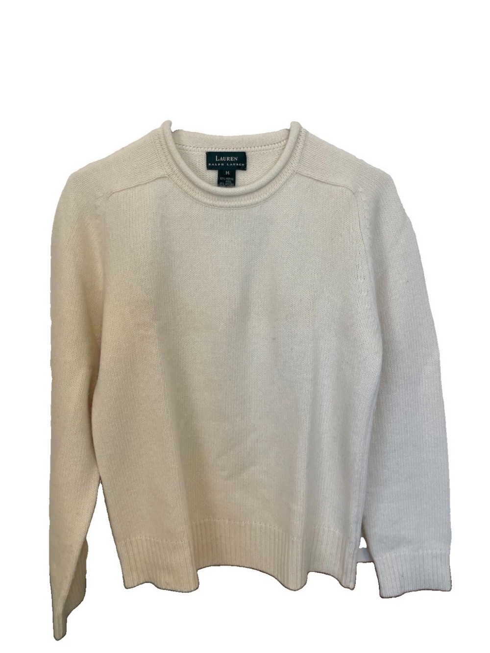 Lauren Ralph Lauren Women's Cream Crewneck Sweater VTG Angora Cashmere Neutral